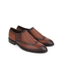 Men Brown Solid Brogue Formal Loafers
