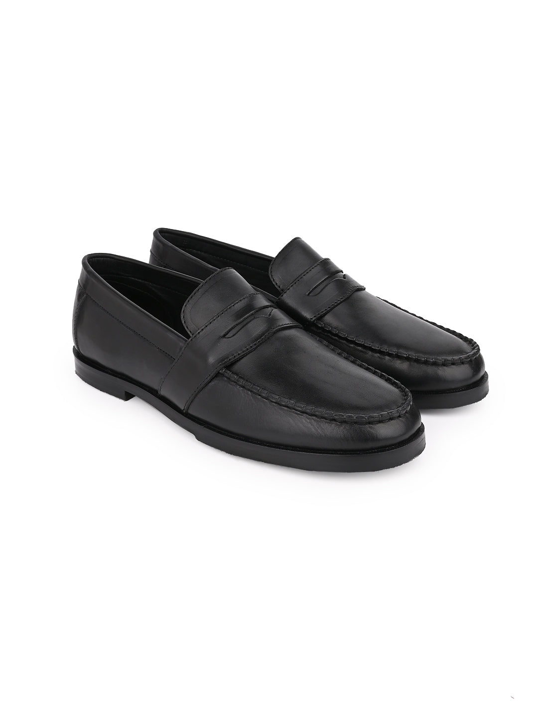 Men Black Solid Formal Loafers - Main Image