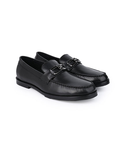 Men Black Solid Formal Loafers