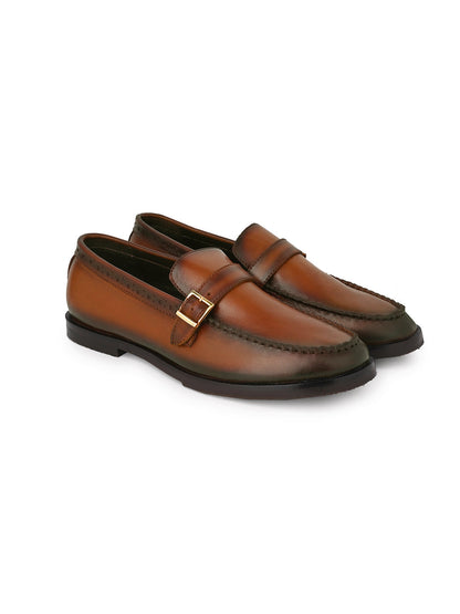 Men Tan Solid Monk Formal Shoes