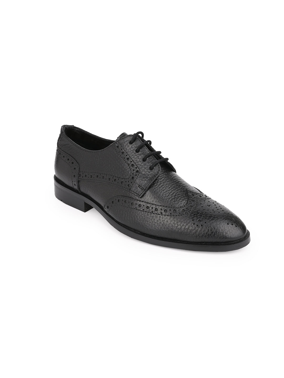 Men Black Textured Brogue Formal shoes – ShoeTree