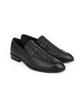 Men Black Woven Design Loafers