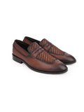 Men Brown Woven Design Loafers