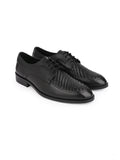 Men Black Woven Design Derby Shoes