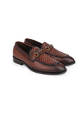 Men Brown Woven Design Loafers