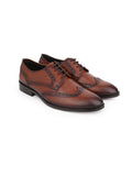 Men Brown Solid Brougue Derby Formal Shoes