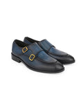 Men Blue Solid Monk Formal Shoes