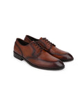 Men Brown Solid Derby Formal Shoes