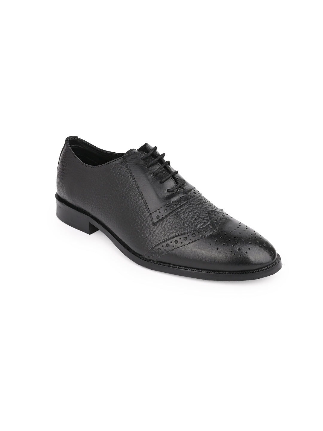 Men Black Textured Brogue Oxford Formal Shoes – ShoeTree
