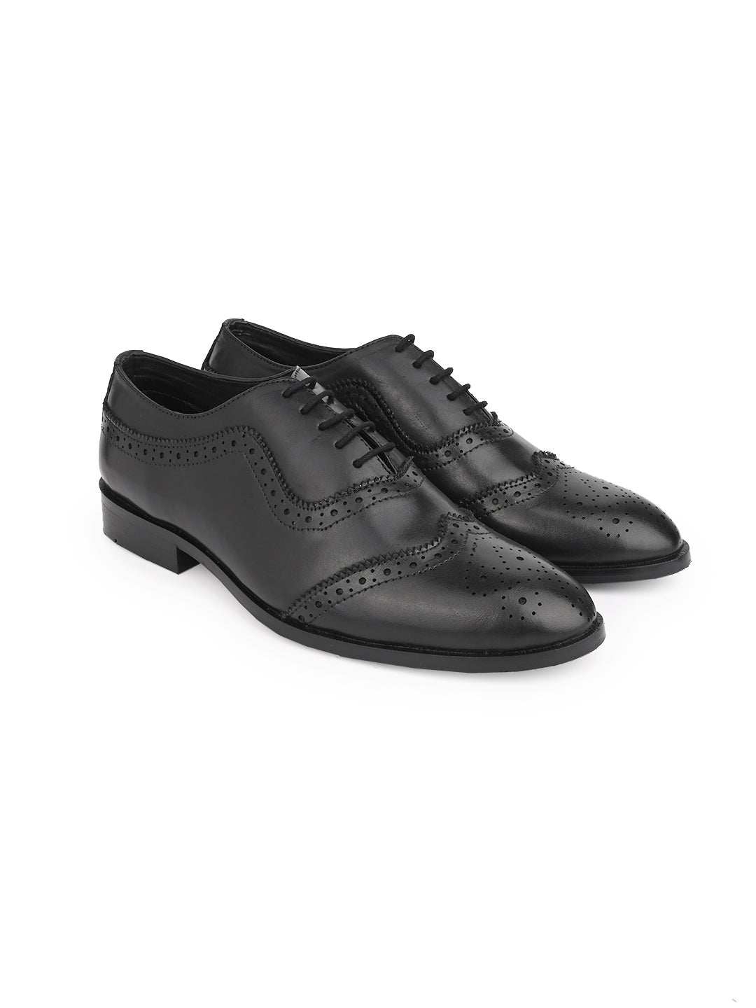 Men Black Solid Brogue Oxford Formal Shoes