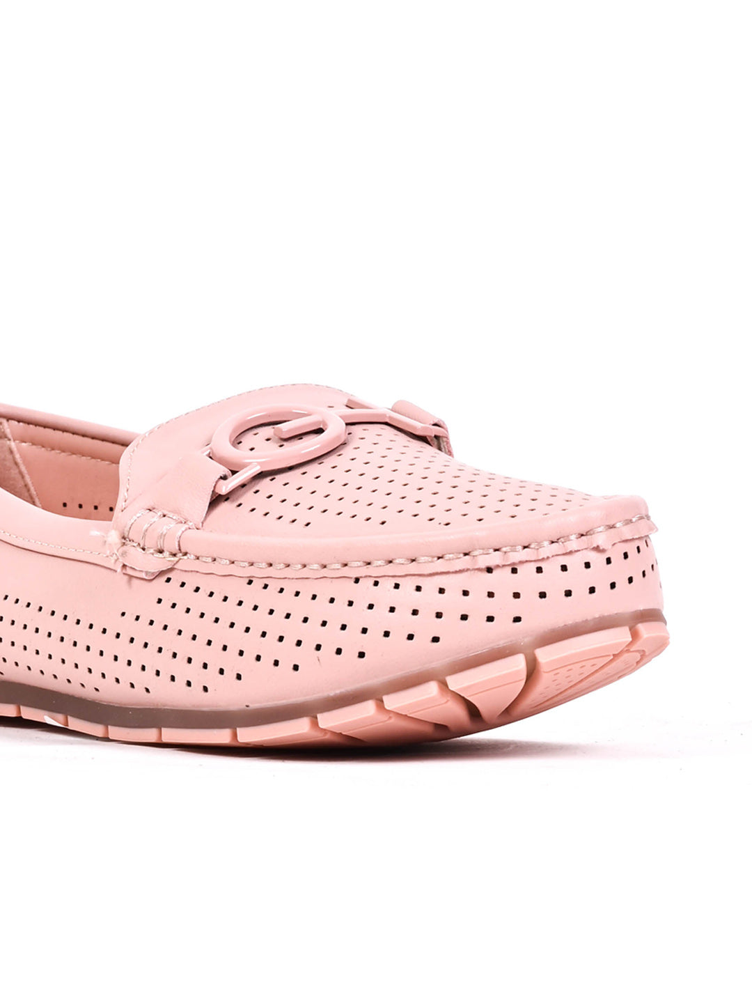 Women Pink Laser Cut Loafers