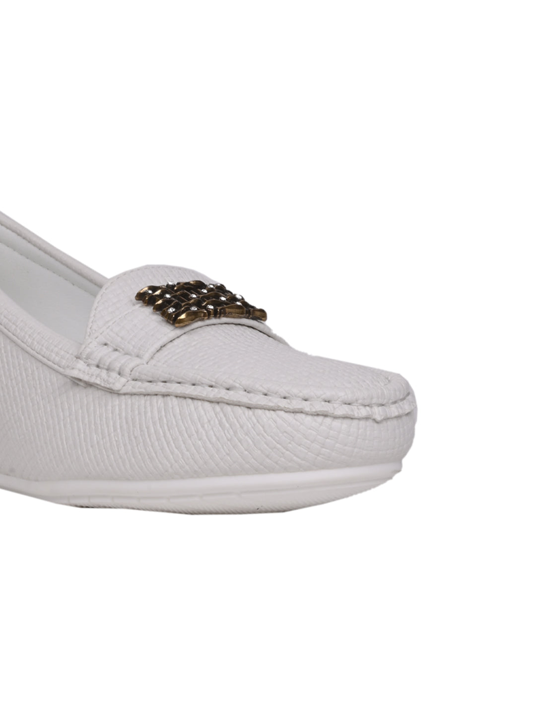Women, Women Footwear, White Loafers