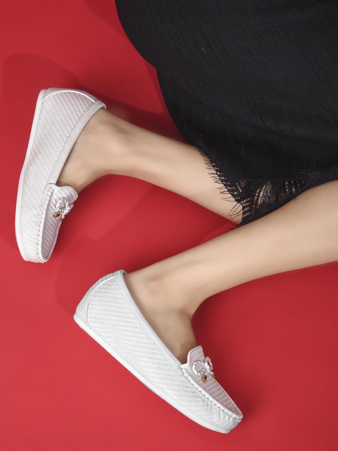 Women, Women Footwear, White Loafers