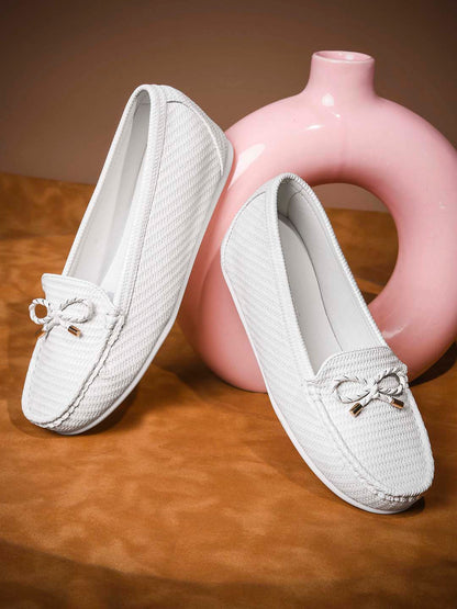Women, Women Footwear, White Loafers