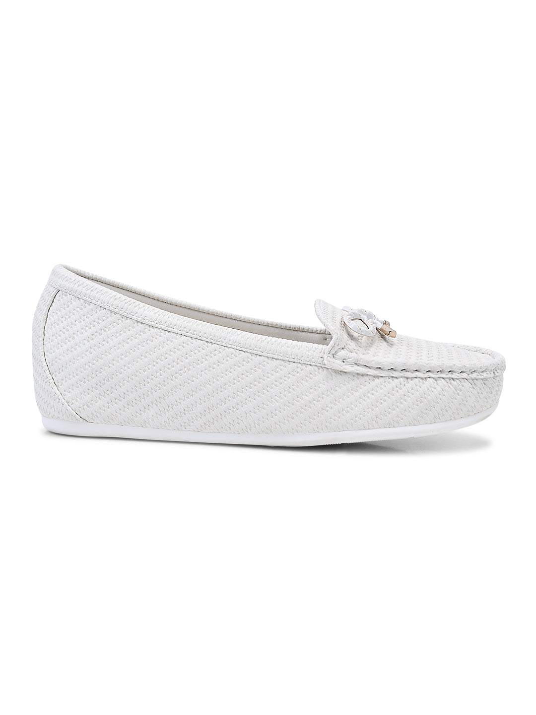 Women, Women Footwear, White Loafers