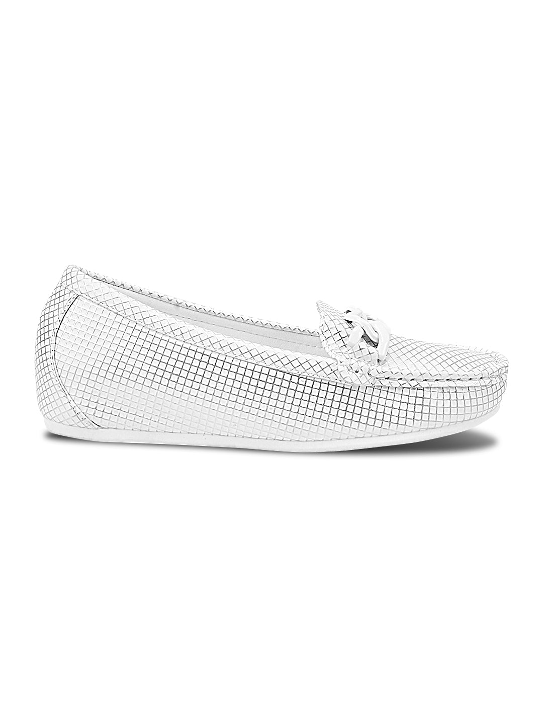 Women, Women Footwear, White Loafers