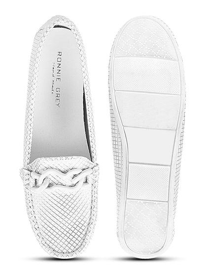Women, Women Footwear, White Loafers