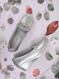 Women, Women Footwear, Silver Loafers
