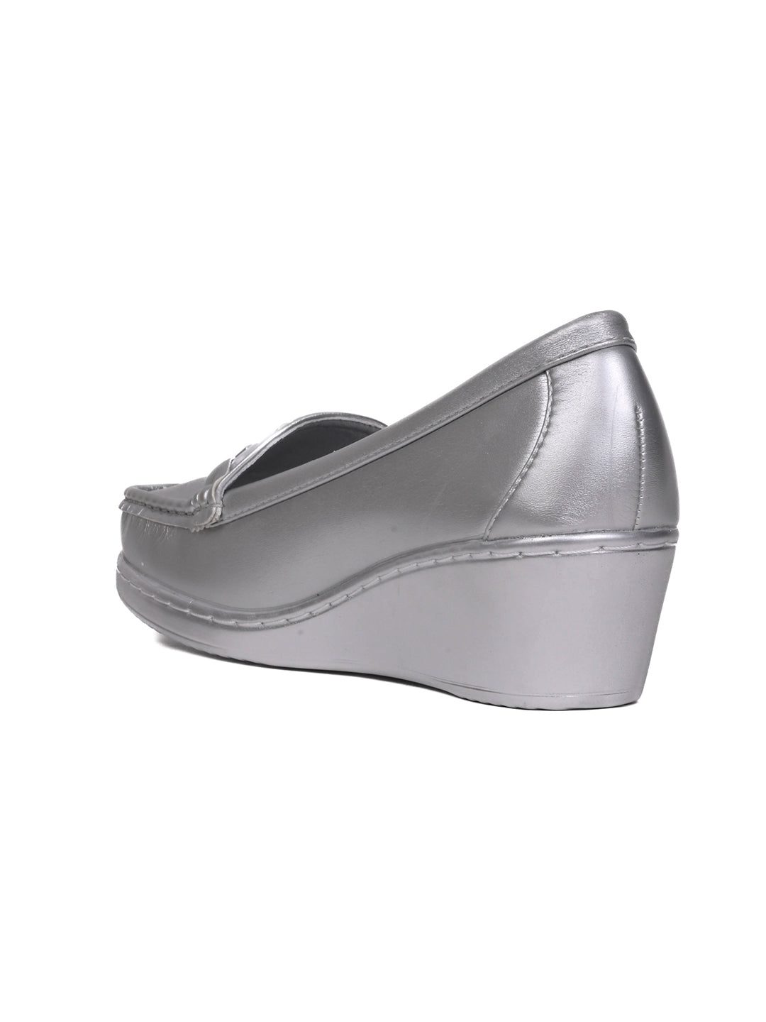 Women, Women Footwear, Silver Loafers