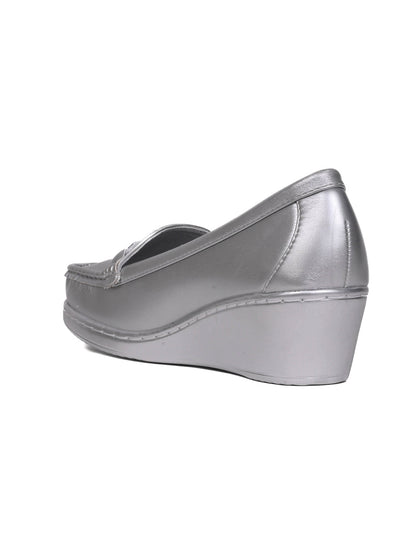 Women, Women Footwear, Silver Loafers