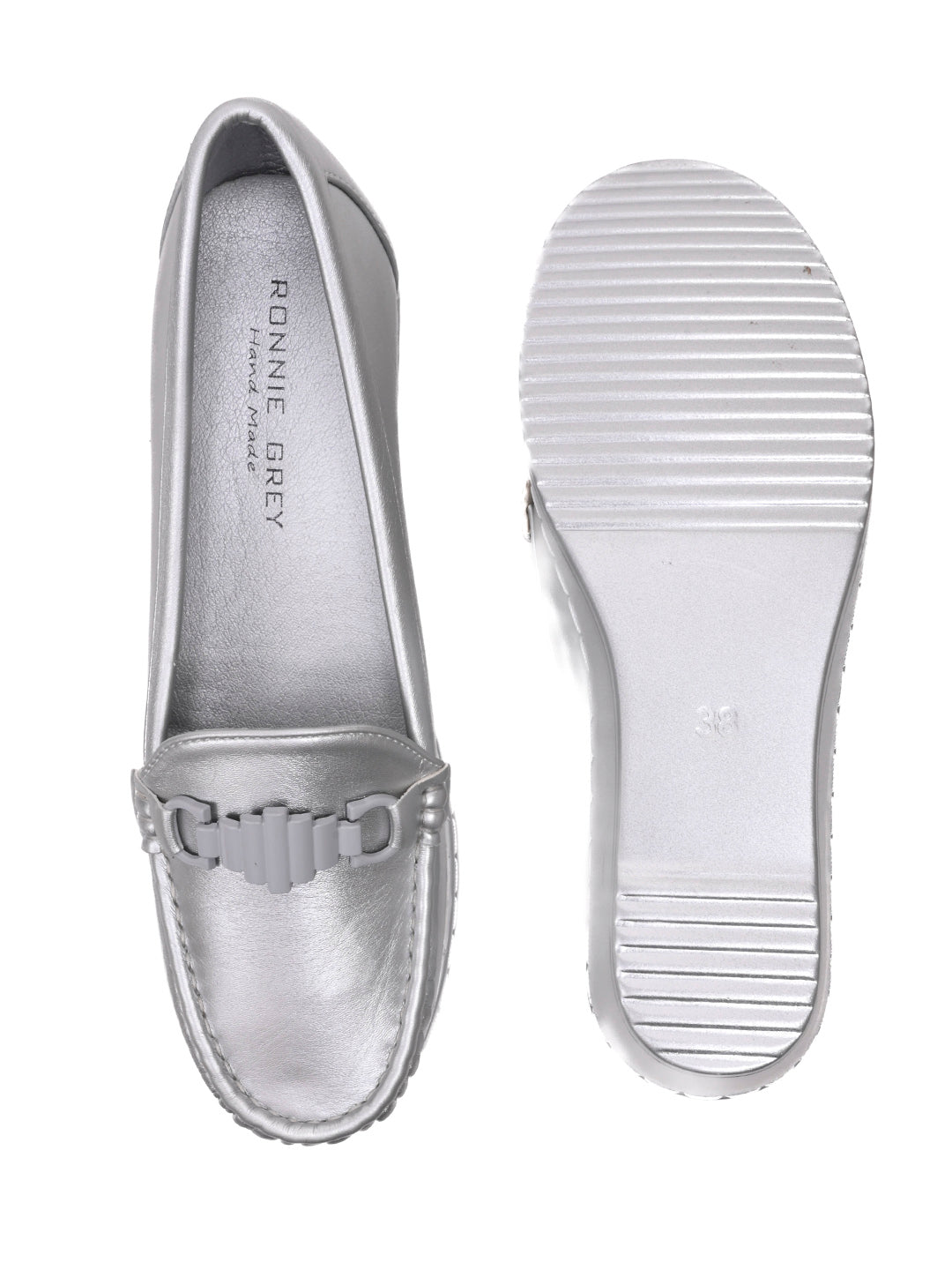 Women, Women Footwear, Silver Loafers