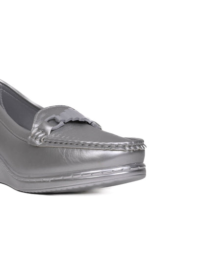 Women, Women Footwear, Silver Loafers