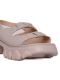 Women Khaki Solid Backstrap Sandals