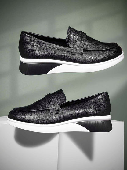 Women, Women Footwear, Black Loafers