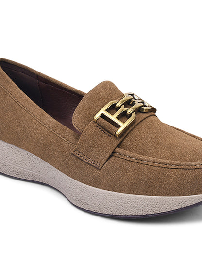 Women Camel Solid Loafers