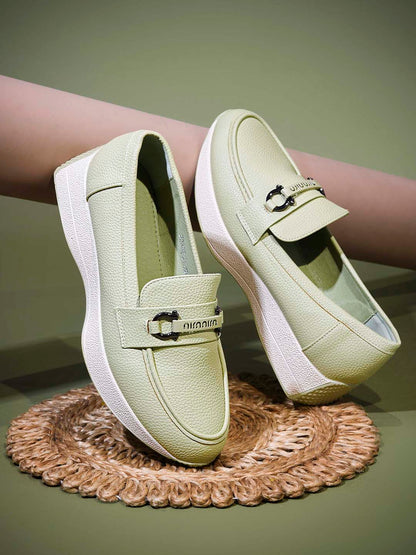Women, Women Footwear, Green Loafers