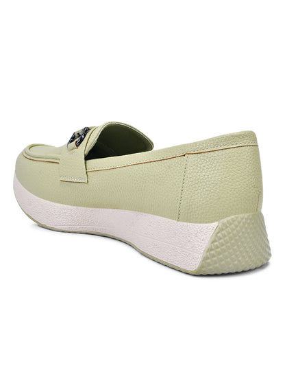 Women, Women Footwear, Green Loafers
