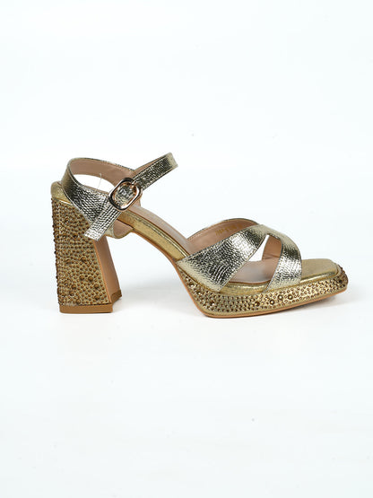 Women, Women Footwear, Gold Sandals