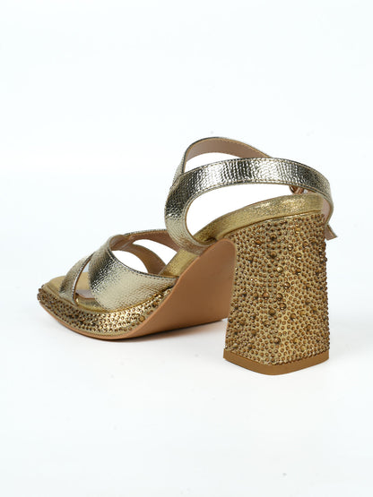 Women, Women Footwear, Gold Sandals