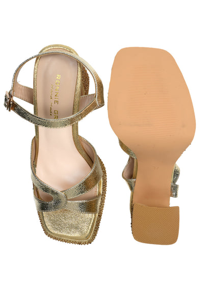 Women, Women Footwear, Gold Sandals