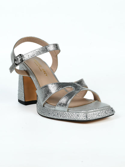 Women, Women Footwear, Silver Sandals