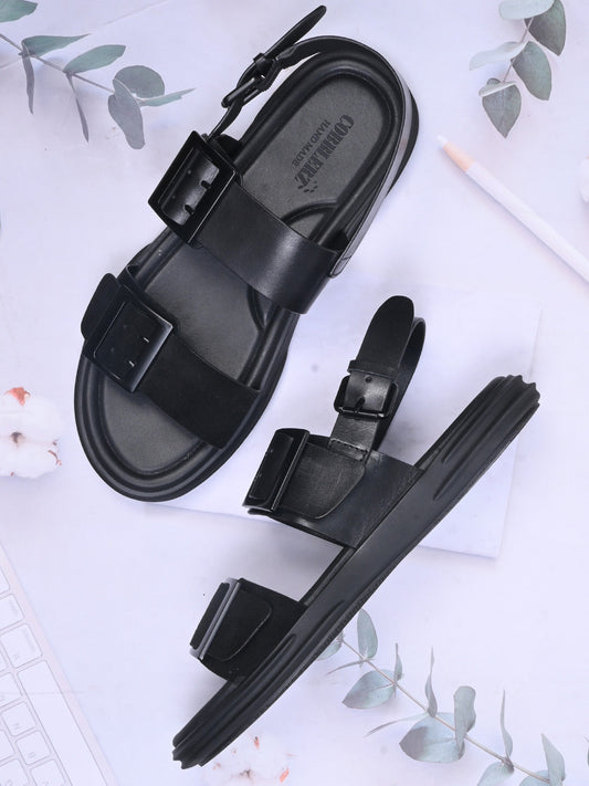 Men, Men Footwear, Black Sandals