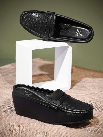 Women, Women Footwear, Black Loafers