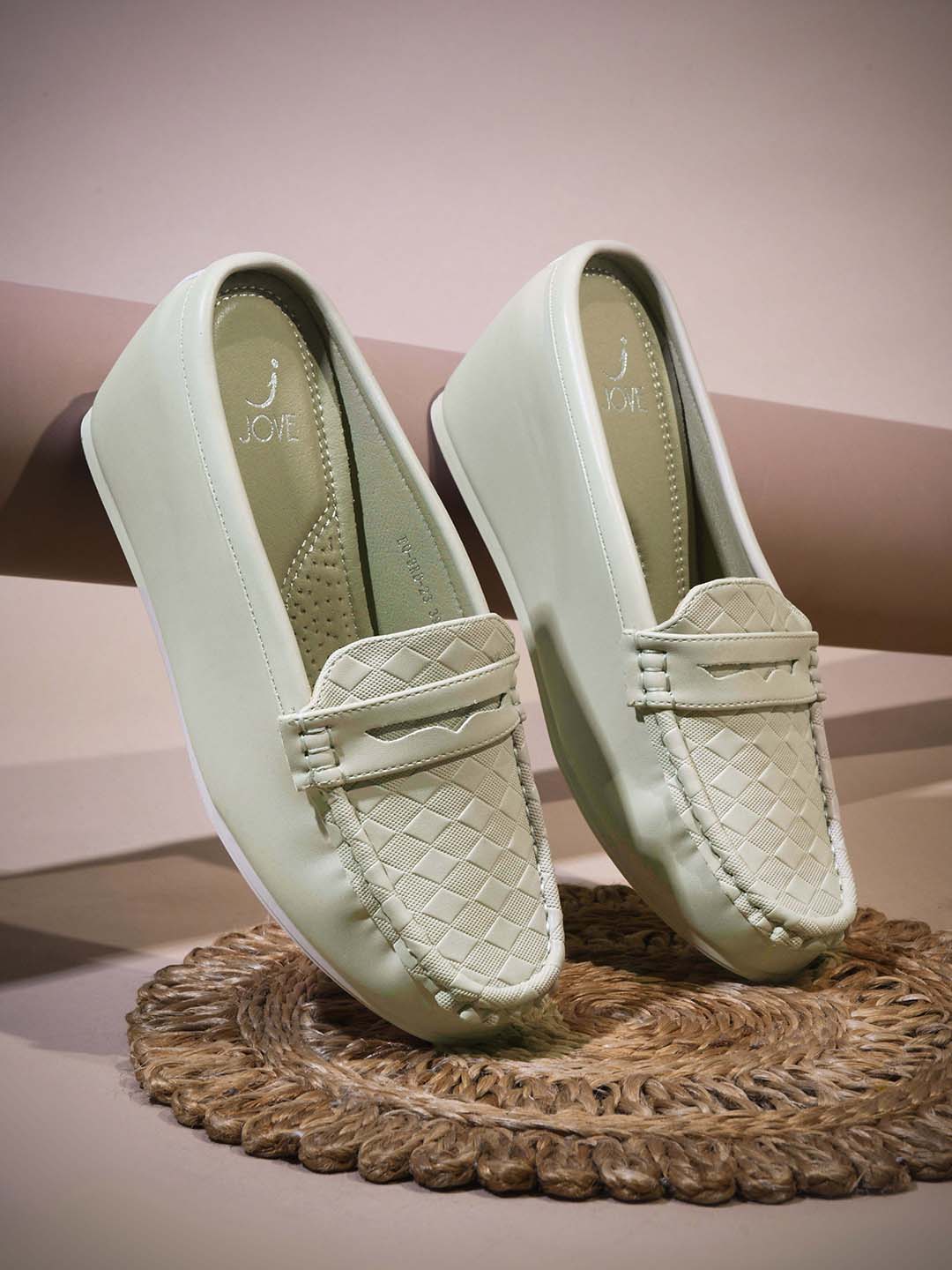 Women, Women Footwear, Green Loafers