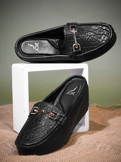 Women, Women Footwear, Black Loafers