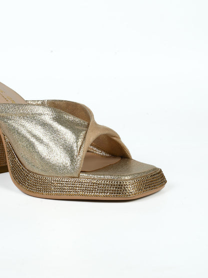 Women, Women Footwear, Gold Sandals