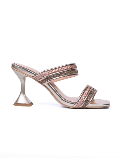 Women, Women Footwear, Gold Sandals