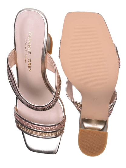 Women, Women Footwear, Gold Sandals