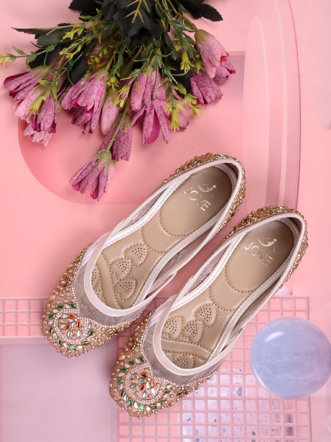 Women, Women Footwear, Rose Gold Mojaris