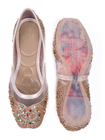 Women, Women Footwear, Rose Gold Mojaris