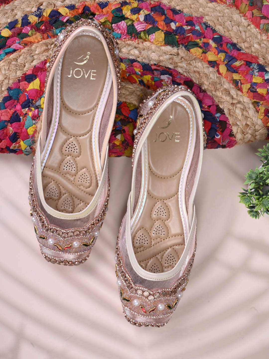 Women, Women Footwear, Rose Gold Mojaris