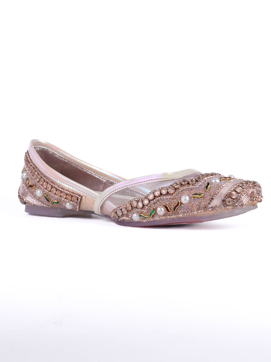 Women, Women Footwear, Rose Gold Mojaris