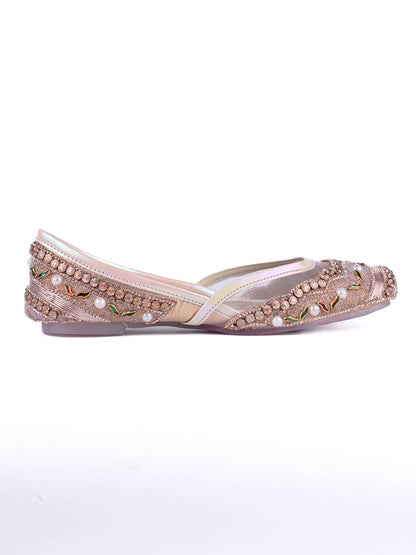 Women, Women Footwear, Rose Gold Mojaris