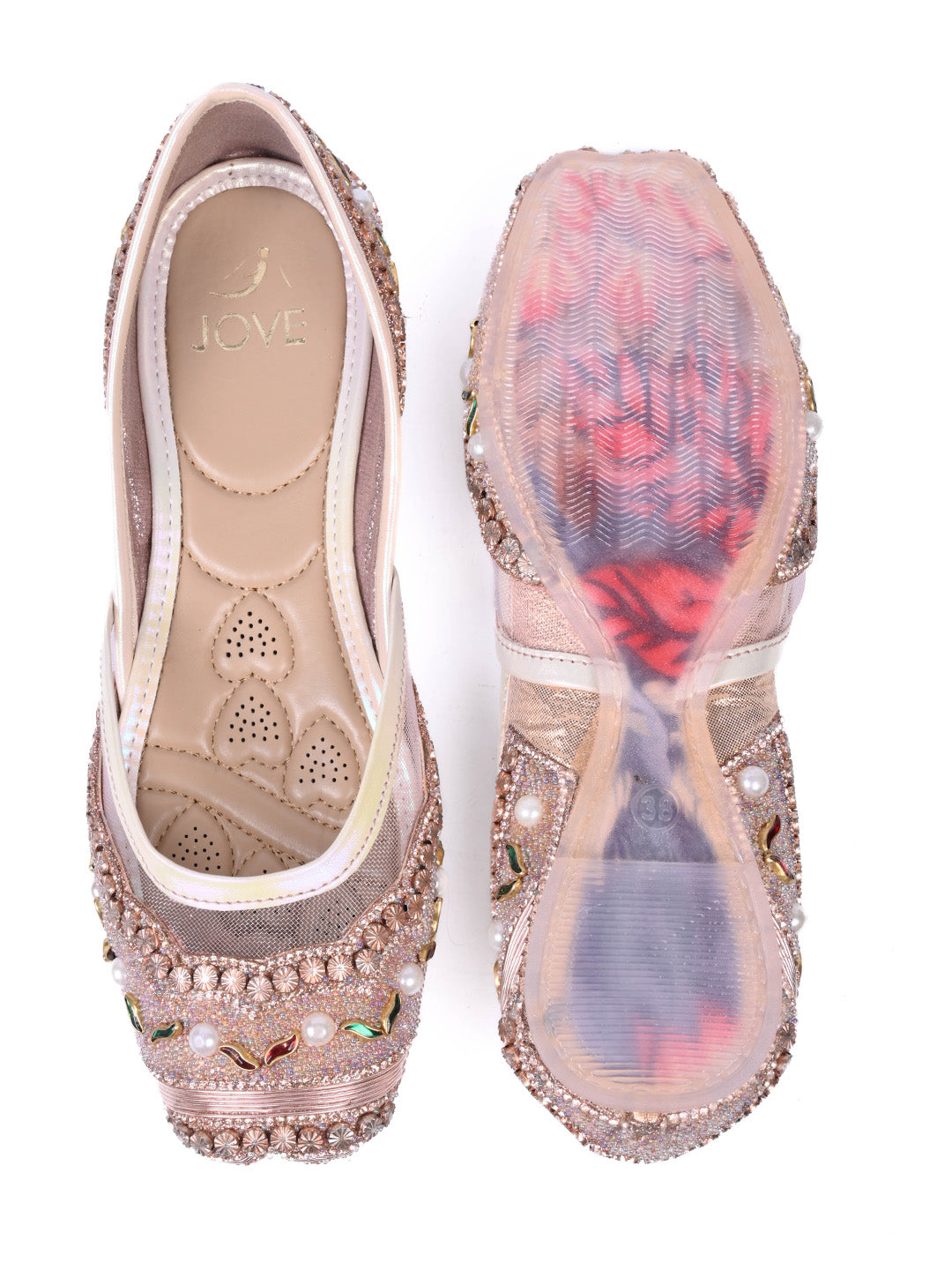 Women, Women Footwear, Rose Gold Mojaris