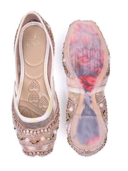 Women, Women Footwear, Rose Gold Mojaris