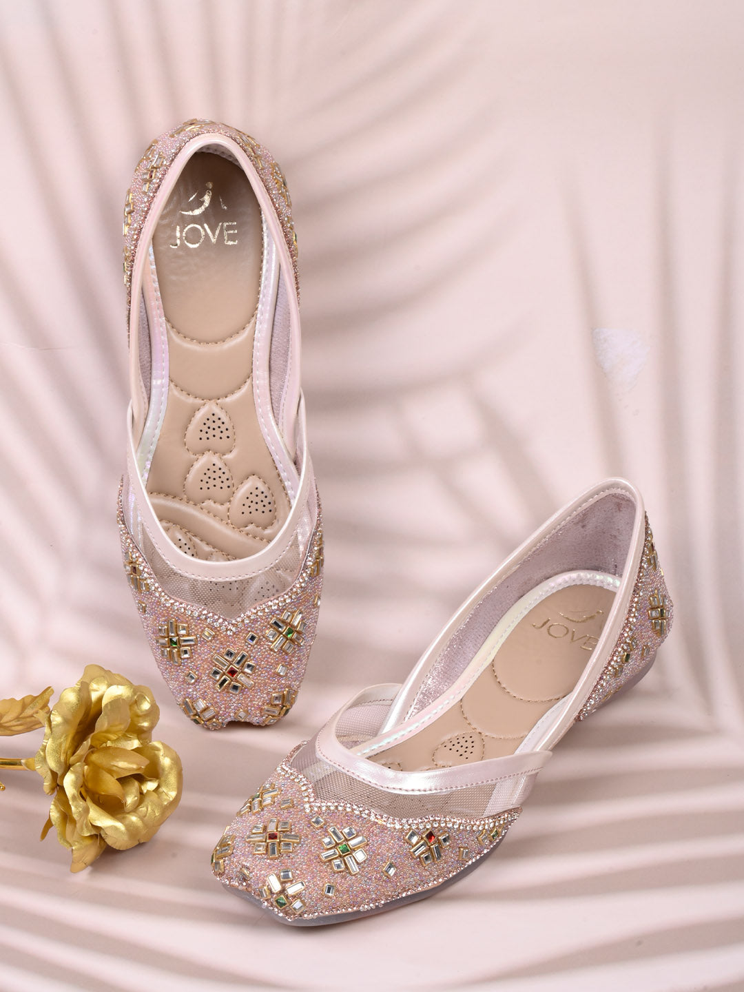 Women, Women Footwear, Rose Gold Mojaris